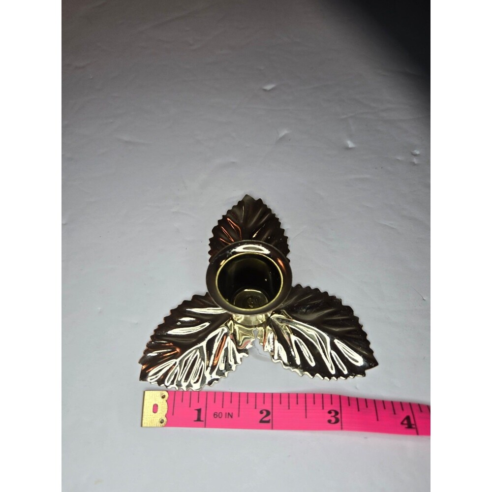 Brass Metal Candle Holder Leaf Design - Picture 10 of 10